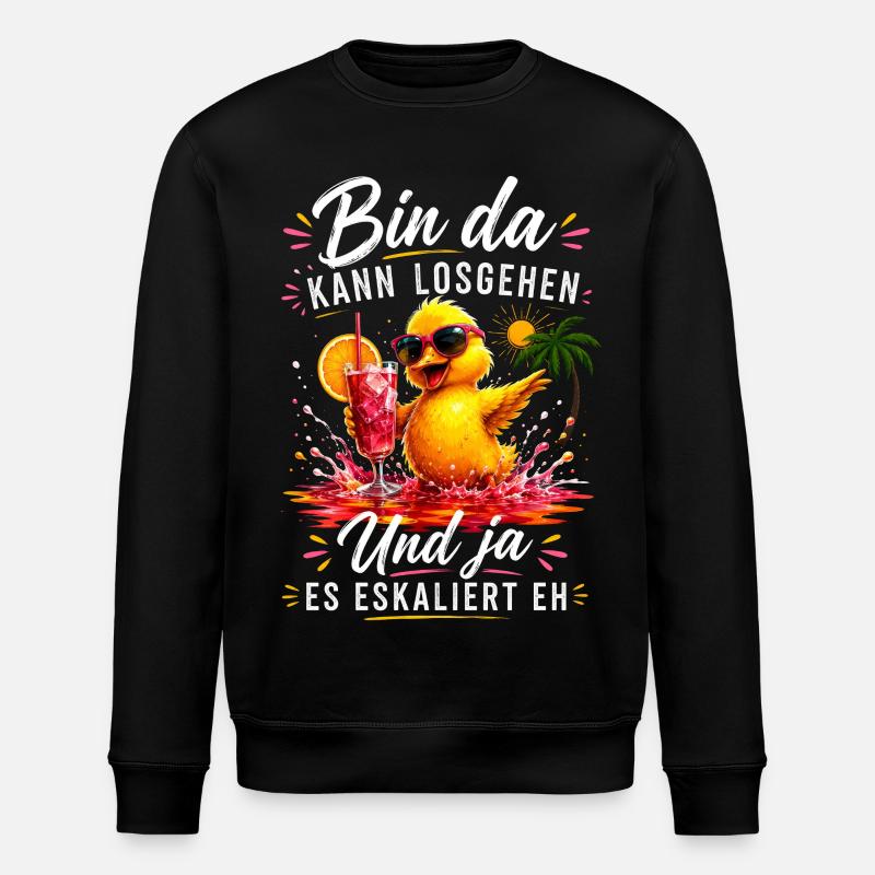 Bin da Eskaliert Ente Sommer Party - Stanley/Stella Unisex Bio-Sweatshirt ROLLER - Schwarz