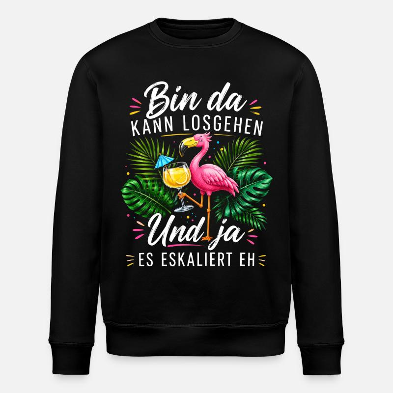 Bin da Eskaliert Flamingo Sommer - Stanley/Stella Unisex Bio-Sweatshirt ROLLER - Schwarz