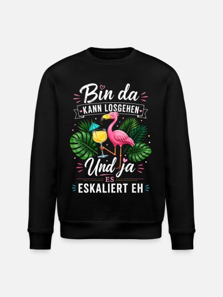 Bin da Eskaliert Flamingo Party - Stanley/Stella Unisex Bio-Sweatshirt ROLLER - Schwarz