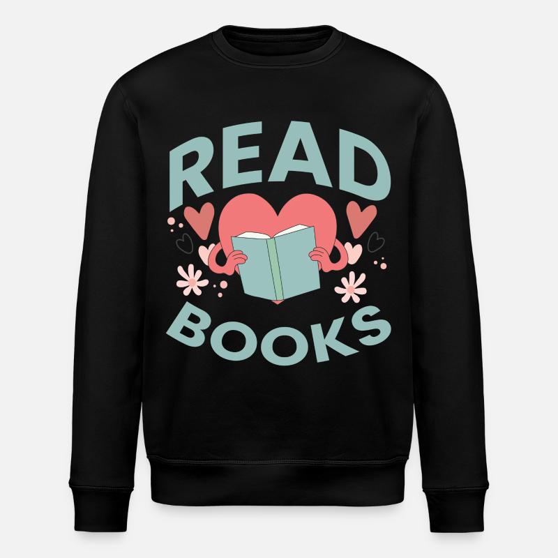 Leseliebe im Herzen – Read Books Design - Stanley/Stella Unisex Bio-Sweatshirt ROLLER - Schwarz