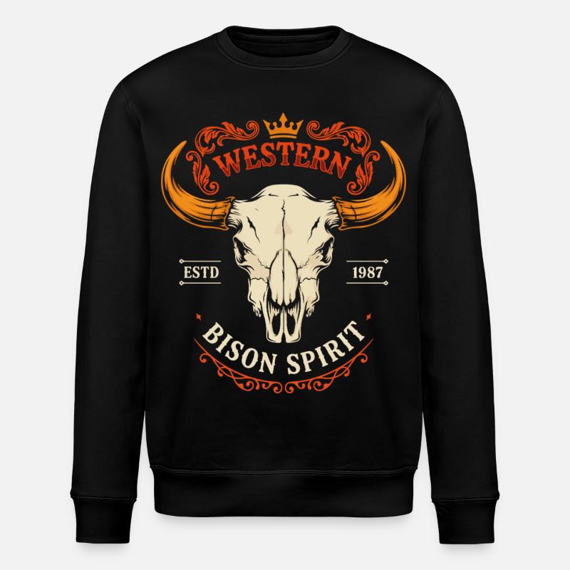 Crâne d’esprit du bison occidental - Sweat bio ROLLER Stanley/Stella Unisexe - noir