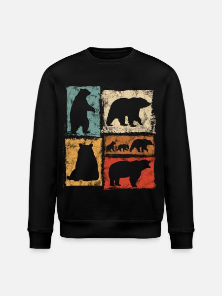 Bären Perspektiven Retro Tierdruck - Stanley/Stella Unisex Bio-Sweatshirt ROLLER - Schwarz