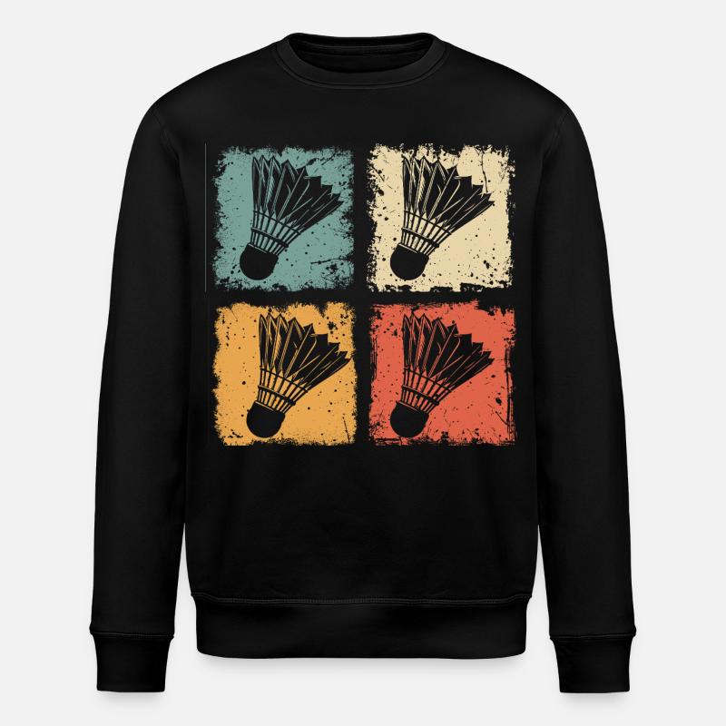 Badminton Shuttlecock Style Rétro - Sweat bio ROLLER Stanley/Stella Unisexe - noir