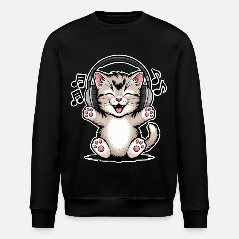 Katze Musik  - Stanley/Stella Unisex Bio-Sweatshirt ROLLER - Schwarz