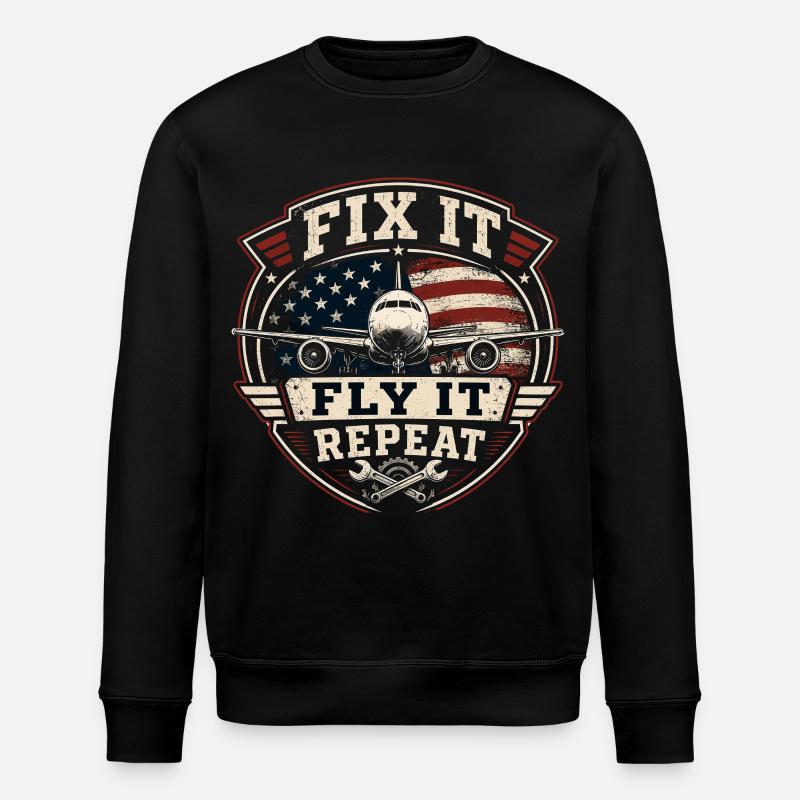 Luftfahrt Wartung Flugzeug Technik Profi - Stanley/Stella Unisex Bio-Sweatshirt ROLLER - Schwarz