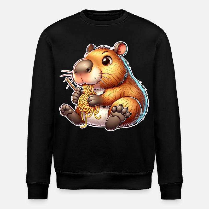 Capybara Pasta - Stanley/Stella Unisex Bio-Sweatshirt ROLLER - Schwarz