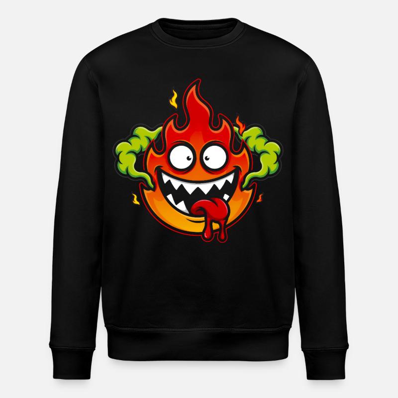 Crazy Fire Monster - Stanley/Stella ROLLER Unisex Organic Sweatshirt - black
