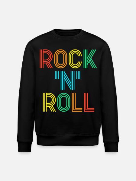 Rock'N'Roll Mehrfarbiger Retro-Neontext - Stanley/Stella Unisex Bio-Sweatshirt ROLLER - Schwarz