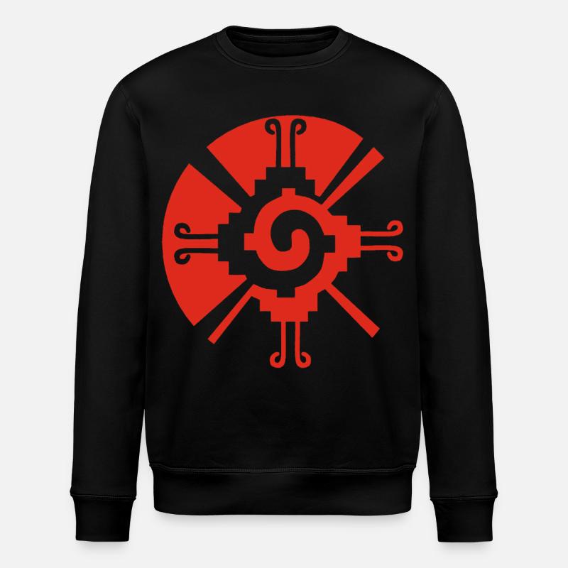 Solar Geometric Pattern (Red) - Stanley/Stella ROLLER Unisex Organic Sweatshirt - black