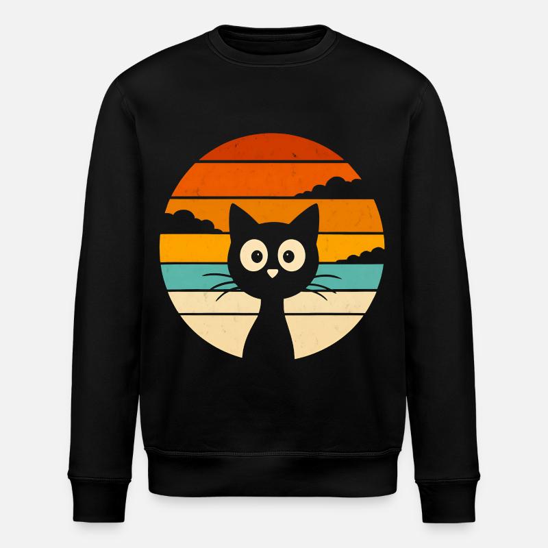 Chat Noir Rétro Sunset - Stanley/Stella Unisex Bio-Sweatshirt ROLLER - Schwarz