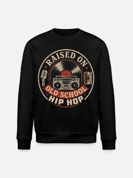 Opgegroeid met Old School Hip Hop | Retro Muziek - Stanley/Stella Uniseks bio-sweatshirt ROLLER - zwart