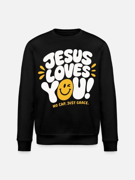 Jesus Loves You Grace Design - Stanley/Stella ROLLER Unisex Organic Sweatshirt - black