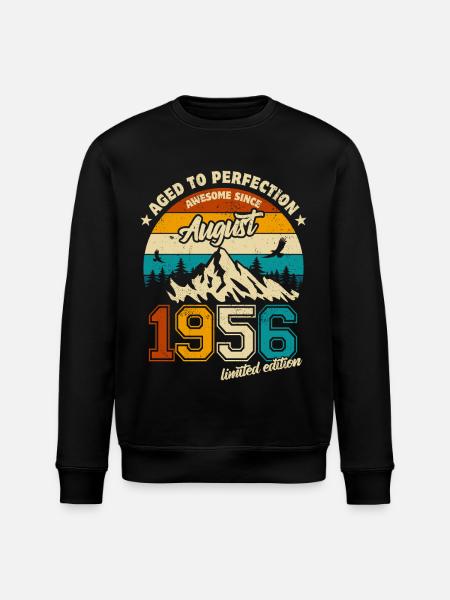 August 1956 | Aged to perfection | Birthday - Stanley/Stella ROLLER Unisex Organic Sweatshirt - black