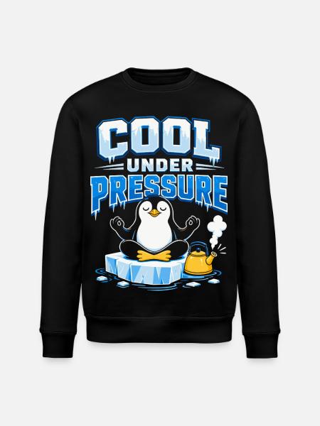 Cool Under Pressure Pinguin Meditation - Stanley/Stella Unisex Bio-Sweatshirt ROLLER - Schwarz