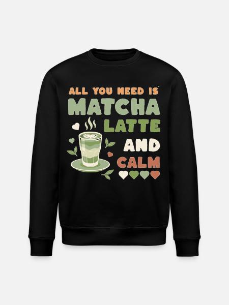 Matcha Latte Calm Design - Stanley/Stella Unisex Bio-Sweatshirt ROLLER - Schwarz