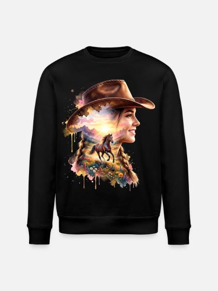 Reiterin Pferd Freiheit - Stanley/Stella Unisex Bio-Sweatshirt ROLLER - Schwarz