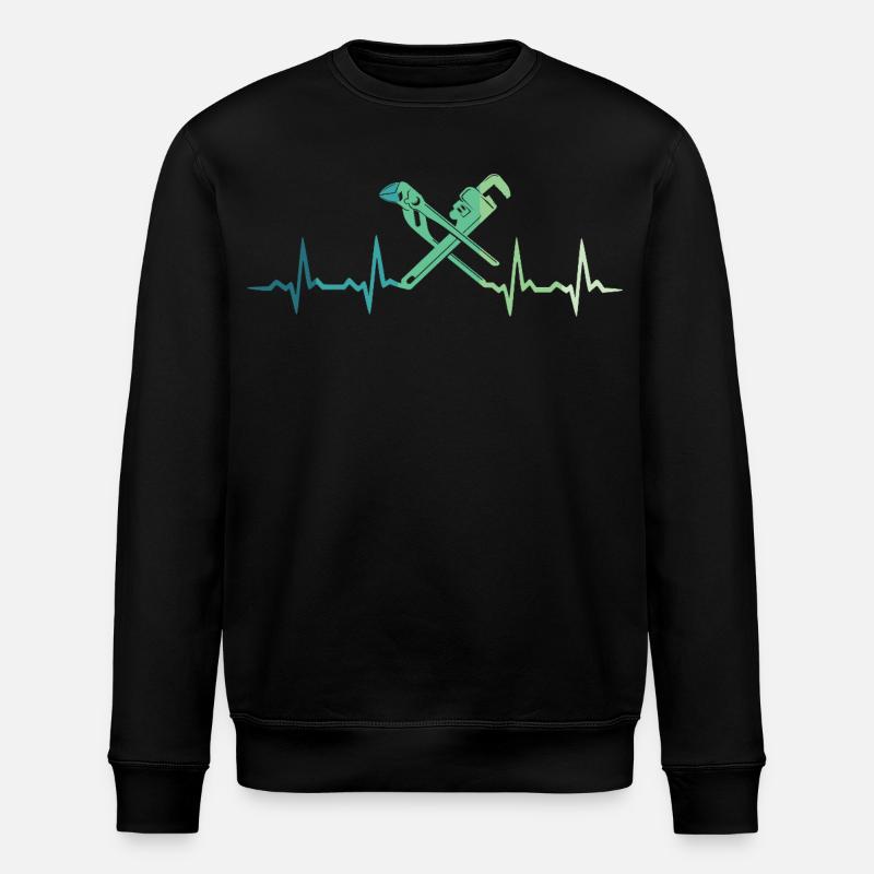 Chauffagiste battement de coeur de plombier - Sweat bio ROLLER Stanley/Stella Unisexe - noir