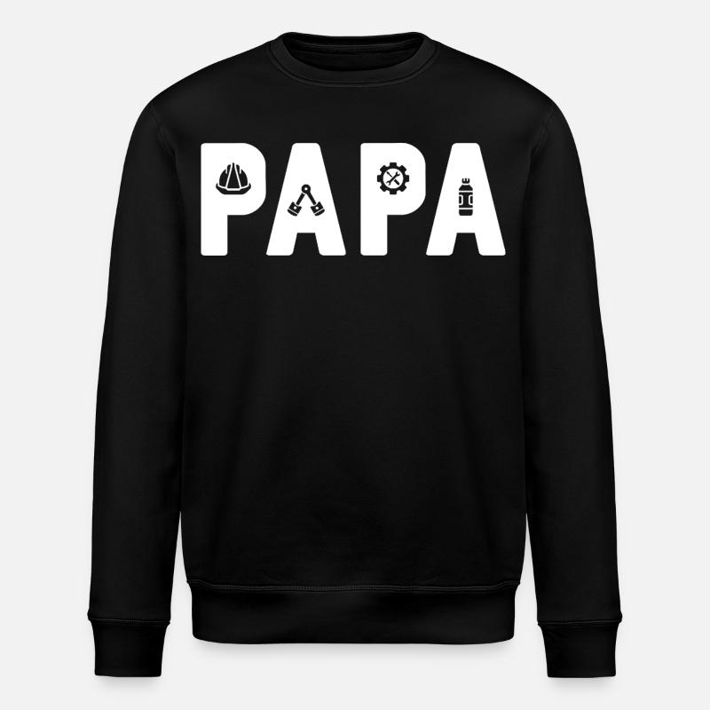 PAPA Engineer: The Mechanical Dad - Stanley/Stella ROLLER Unisex Organic Sweatshirt - black