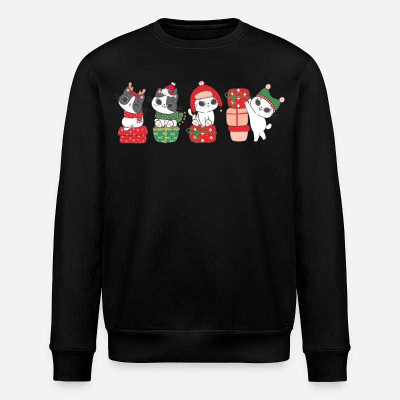 Katze in Weihnachten - Stanley/Stella Unisex Bio-Sweatshirt ROLLER - Schwarz