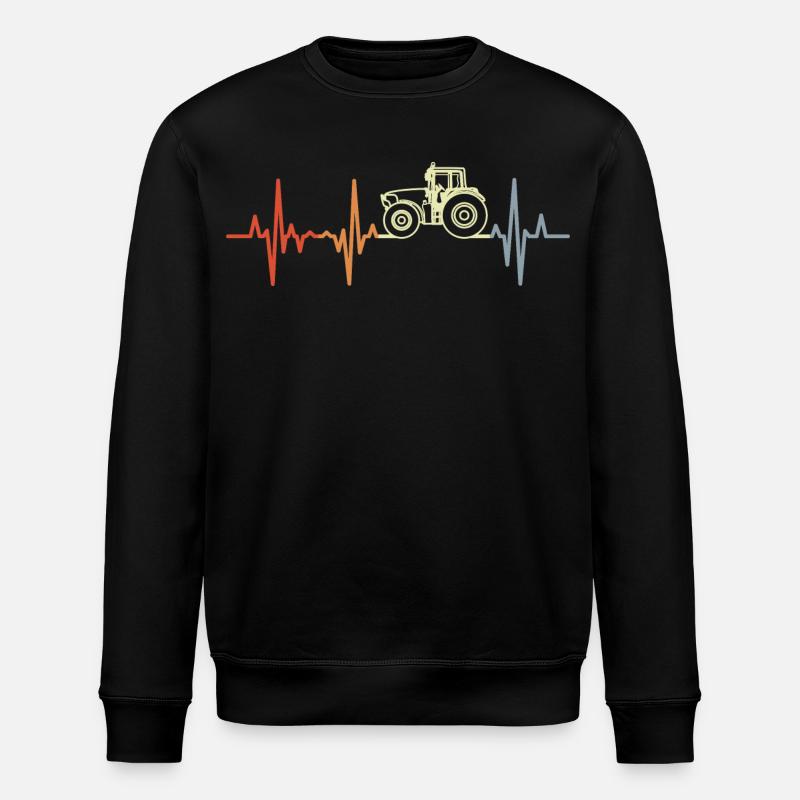 Retro Tractor ECG - Stanley/Stella ROLLER Unisex Organic Sweatshirt - black
