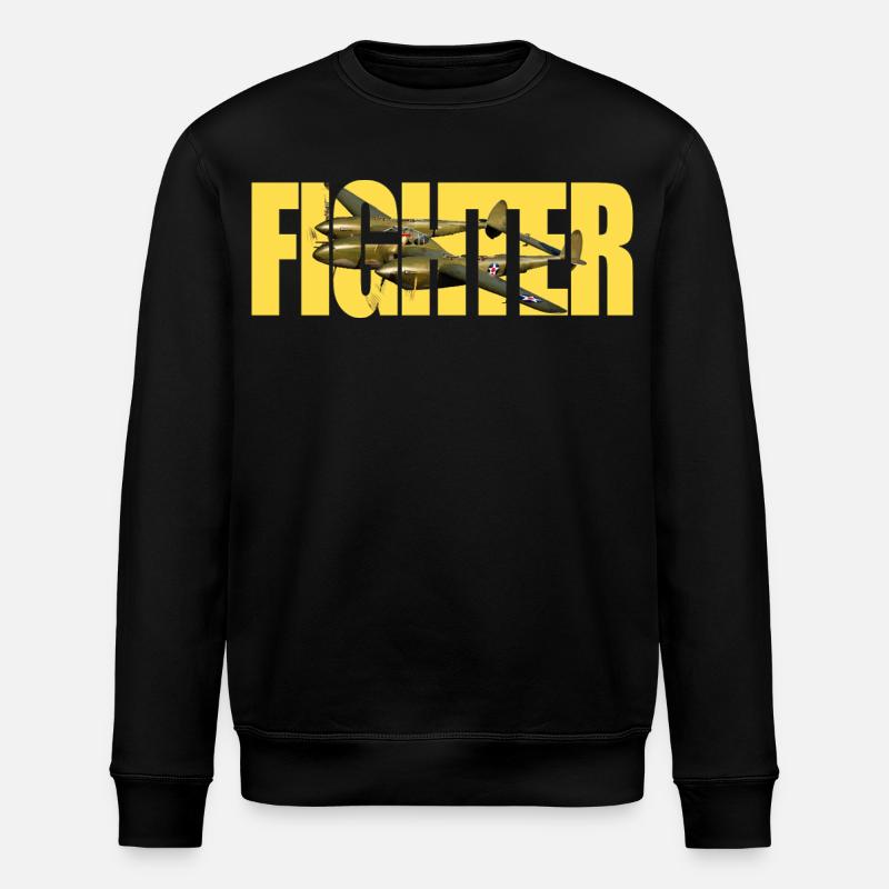 Fighter P-38 Lightning - Stanley/Stella ROLLER Unisex Organic Sweatshirt - black