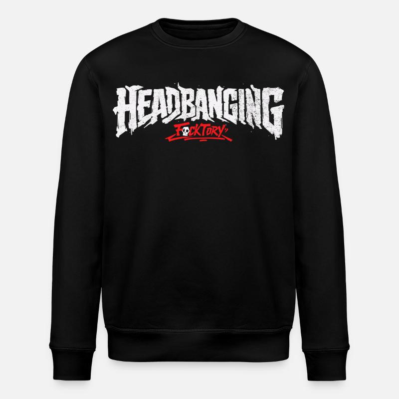 Headbanging logo white - Stanley/Stella ROLLER Unisex Organic Sweatshirt - black