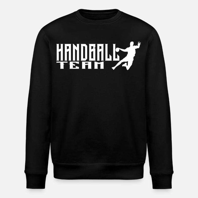 Handballteam Logo mit dynamischem Spielerdesign - Stanley/Stella Unisex Bio-Sweatshirt ROLLER - Schwarz