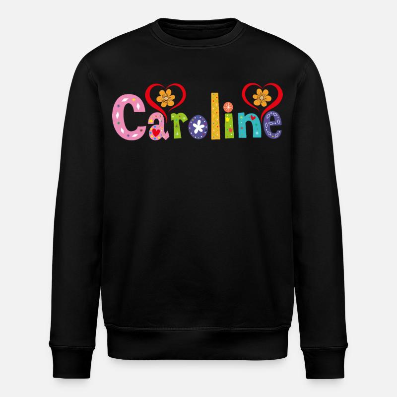Personalisierter Caroline-Name - Stanley/Stella Unisex Bio-Sweatshirt ROLLER - Schwarz