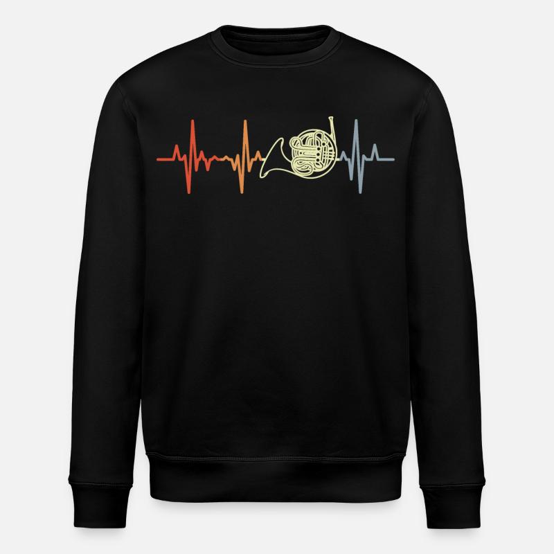 Waldhorn Herzlinie Retro - Stanley/Stella Unisex Bio-Sweatshirt ROLLER - Schwarz