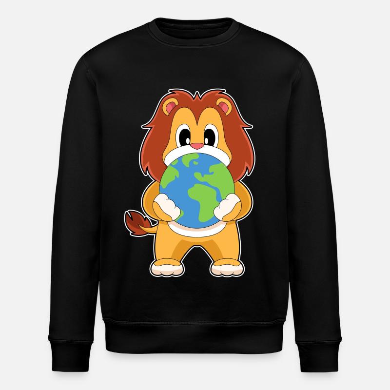 Lion Earth Globe - Stanley/Stella ROLLER Unisex Organic Sweatshirt - black