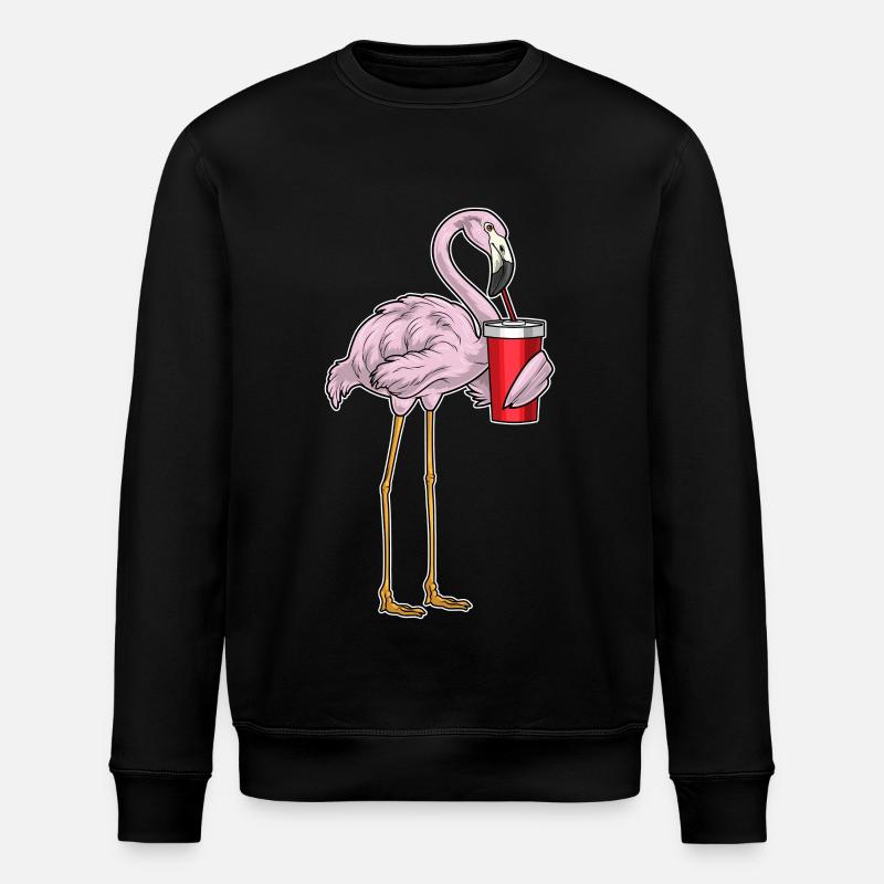 Flamingo Drink - Stanley/Stella ROLLER Unisex Organic Sweatshirt - black