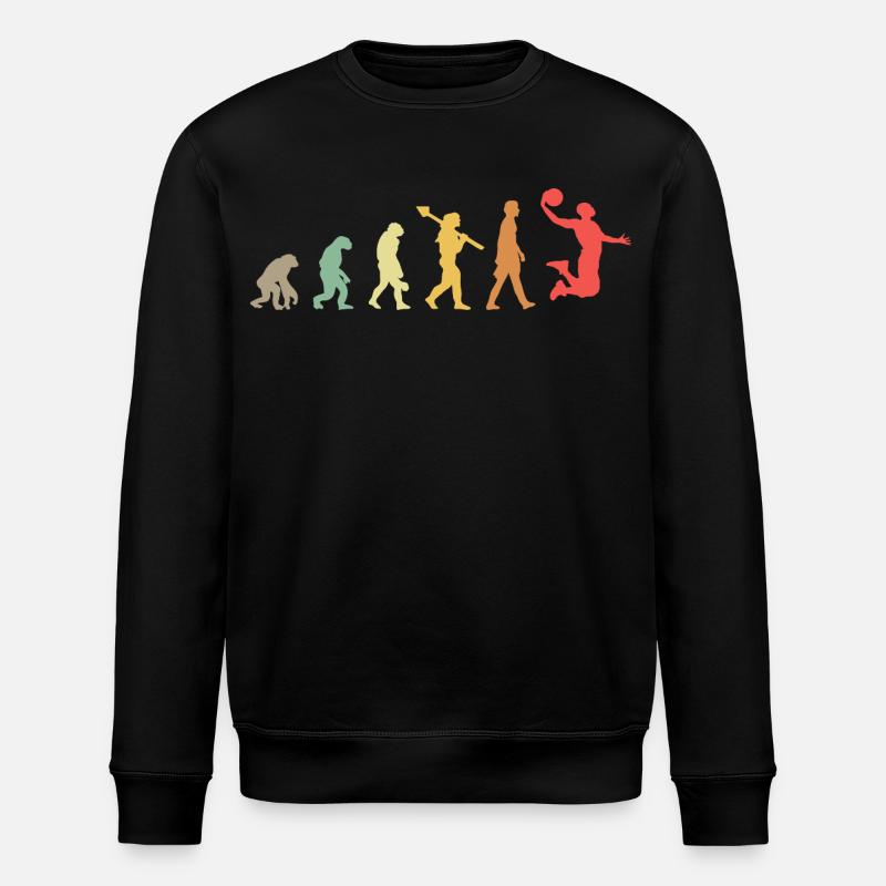 Evolution Basketball Basketballer Entwicklung Retr - Stanley/Stella Unisex Bio-Sweatshirt ROLLER - Schwarz