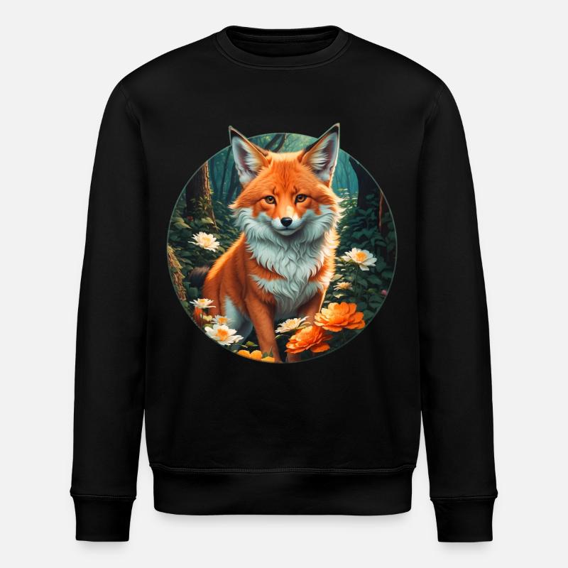 Fuchs im Blütenrausch Wald - Stanley/Stella Unisex Bio-Sweatshirt ROLLER - Schwarz