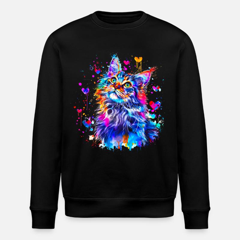 Cat, kitten, maine coon - Stanley/Stella ROLLER Unisex Organic Sweatshirt - black