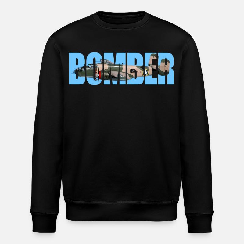 Bomber B-25 Mitchell - Stanley/Stella ROLLER Unisex Organic Sweatshirt - black