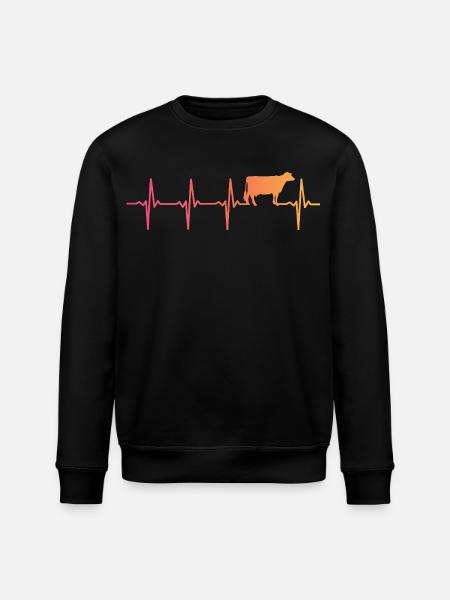 Cow Sunset Heartbeat Cows Farmer - Stanley/Stella ROLLER Unisex Organic Sweatshirt - black