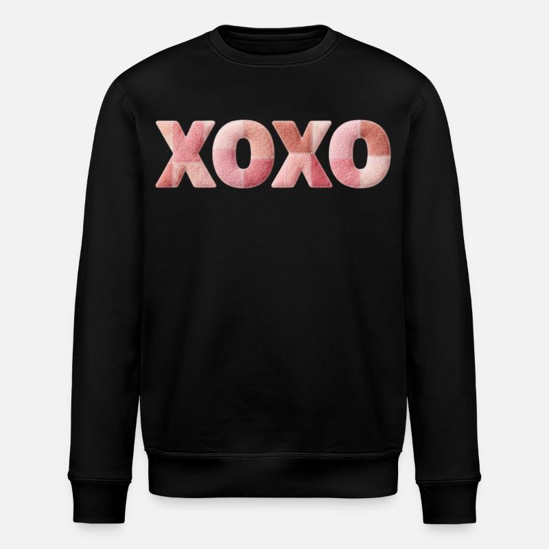 XOXO Patchwork disant Bisou-Câlin - Sweat bio ROLLER Stanley/Stella Unisexe - noir