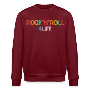 Rock'N'Roll 4 Life Retro Neon Text - Stanley/Stella ROLLER Unisex Organic Sweatshirt - burgundy - Front - Nik (191cm)
