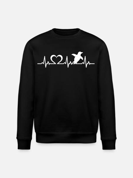Pinguin Herzschlag - Stanley/Stella Unisex Bio-Sweatshirt ROLLER - Schwarz