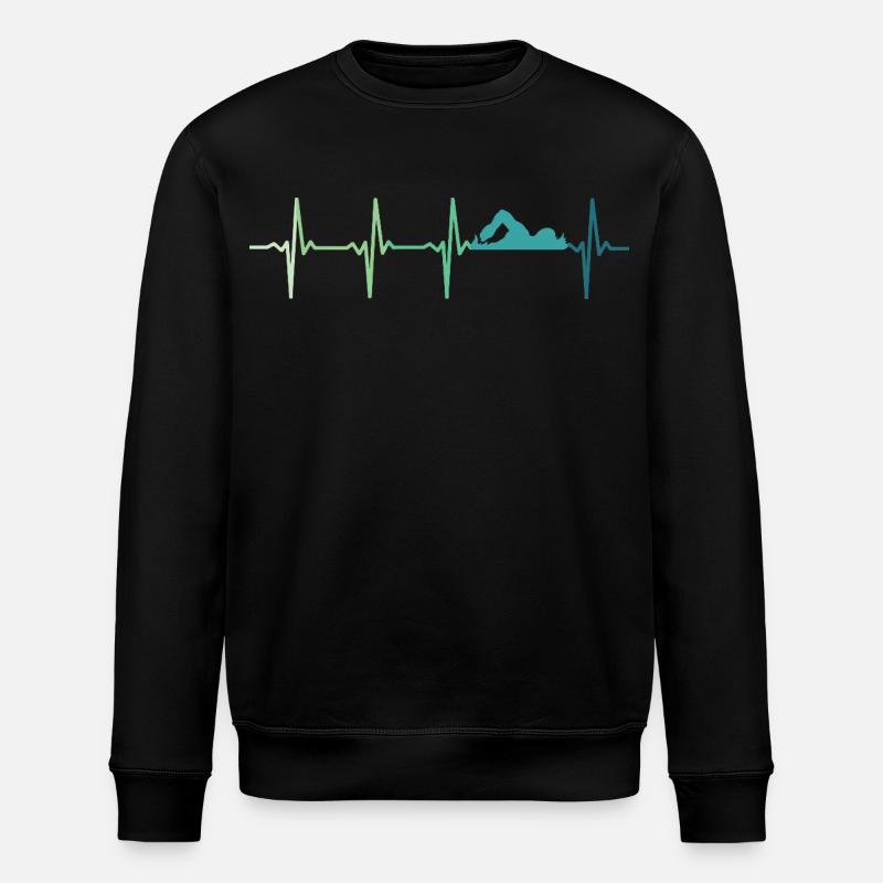 Schwimmendes Herzschlag-Schwimmer-Geschenk - Stanley/Stella Unisex Bio-Sweatshirt ROLLER - Schwarz
