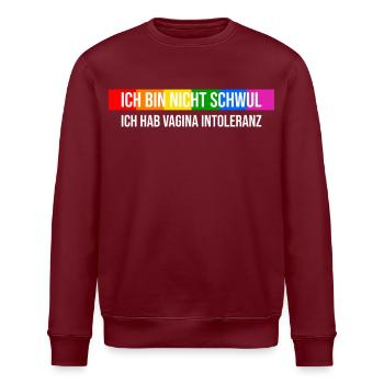 Nicht schwul sondern Vagina Intolerant - Stanley/Stella Unisex Bio-Sweatshirt ROLLER - Burgunderrot - Vorne - Nik (191cm)