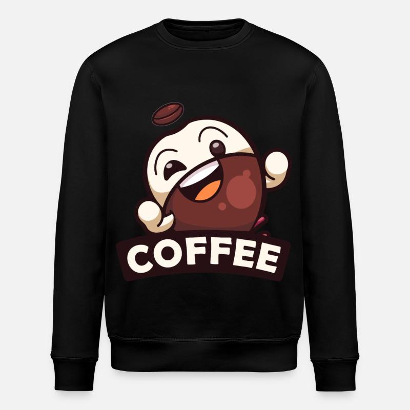Kaffeebohne Männchen Kaffee - Stanley/Stella Unisex Bio-Sweatshirt ROLLER - Schwarz