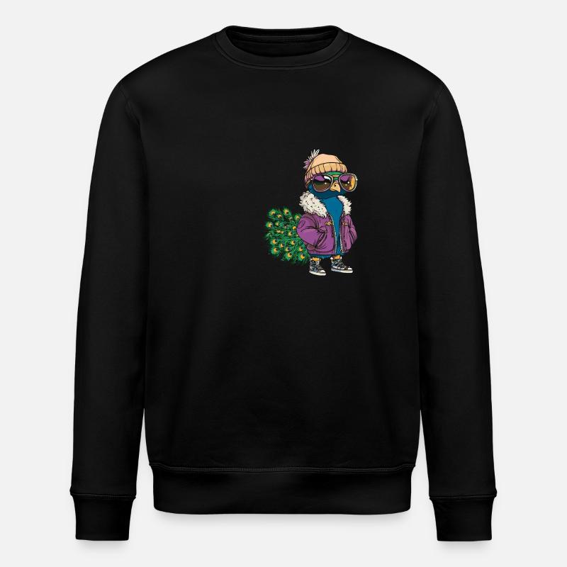 Oiseau paon bande dessinée cool - Sweat bio ROLLER Stanley/Stella Unisexe - noir