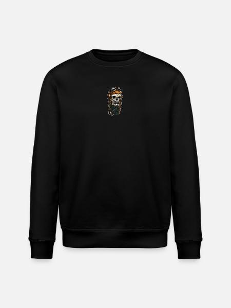 Skull with helmet cap - Stanley/Stella ROLLER Unisex Organic Sweatshirt - black
