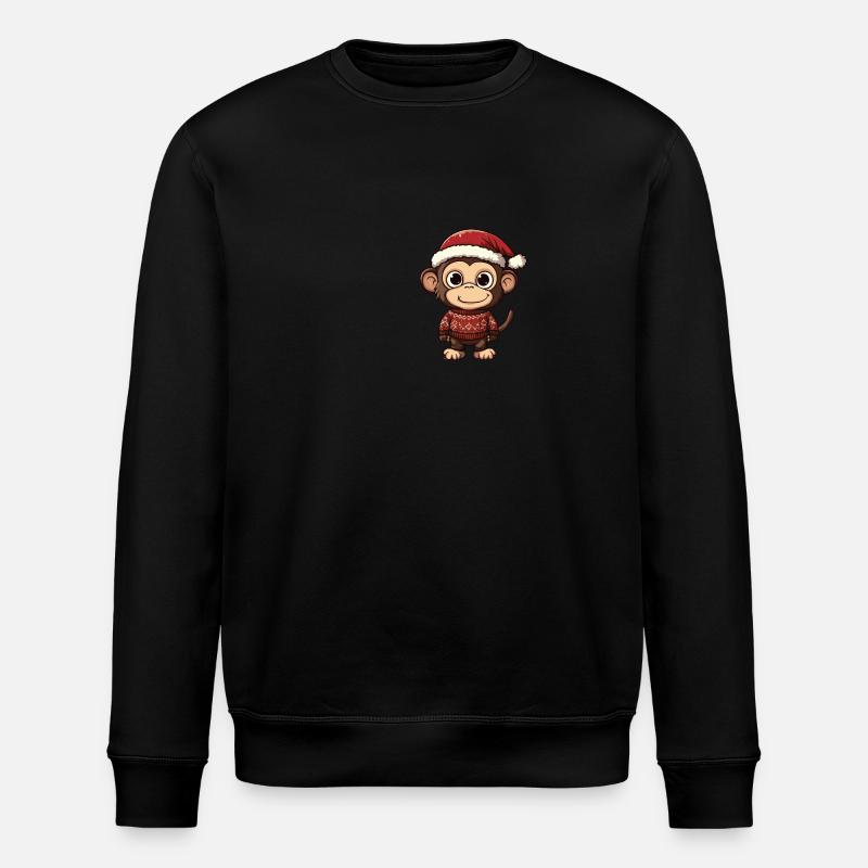 Monkey Christmas Comic - Stanley/Stella ROLLER Unisex Organic Sweatshirt - black