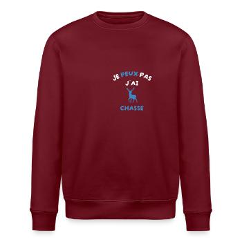 Ich kann nicht, ich habe gejagt - Stanley/Stella Unisex Bio-Sweatshirt ROLLER - Burgunderrot - Vorne - Nik (191cm)