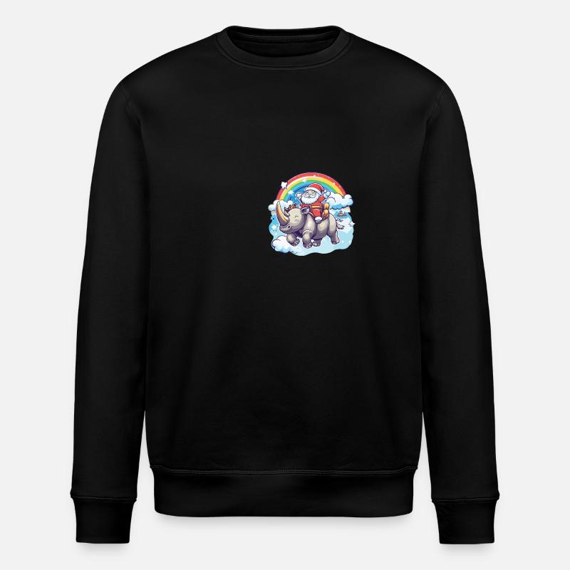 Rhinocéros Père Noël Arc-en-ciel - Sweat bio ROLLER Stanley/Stella Unisexe - noir