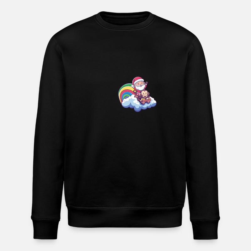 Affe Weihnachtsmann Regenbogen - Stanley/Stella Unisex Bio-Sweatshirt ROLLER - Schwarz