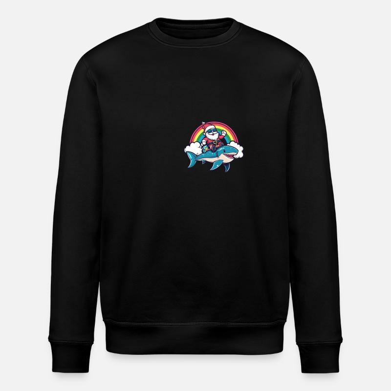 Requin Père Noël Arc-en-ciel - Sweat bio ROLLER Stanley/Stella Unisexe - noir