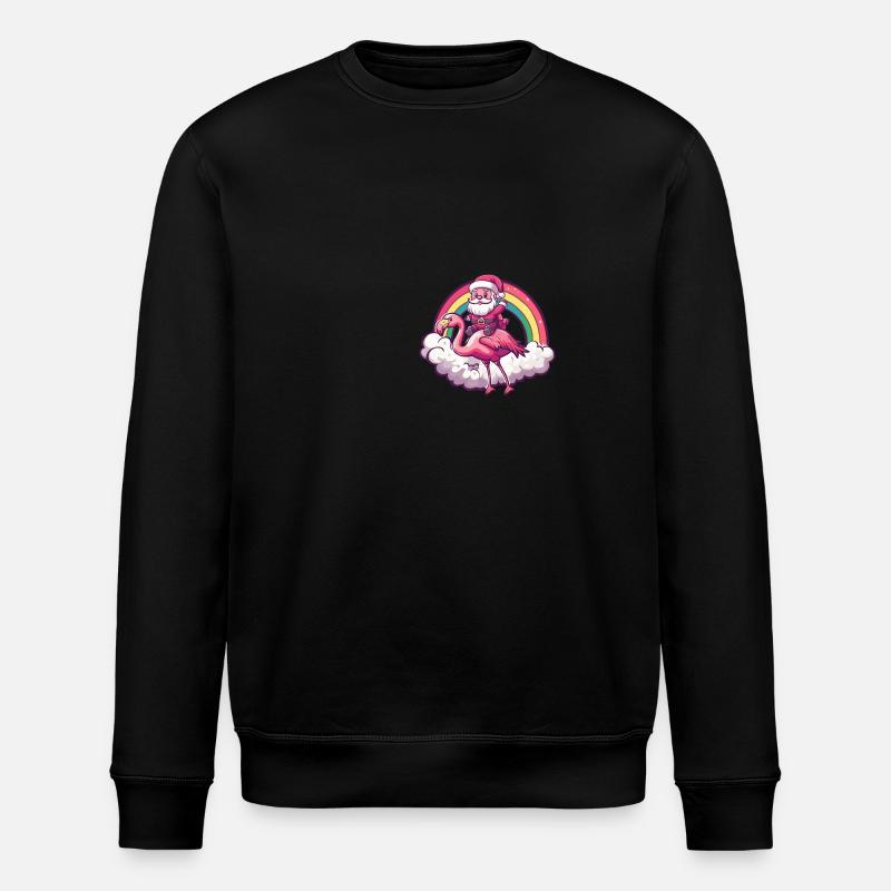 Flamant rose Père Noël Arc-en-ciel - Sweat bio ROLLER Stanley/Stella Unisexe - noir